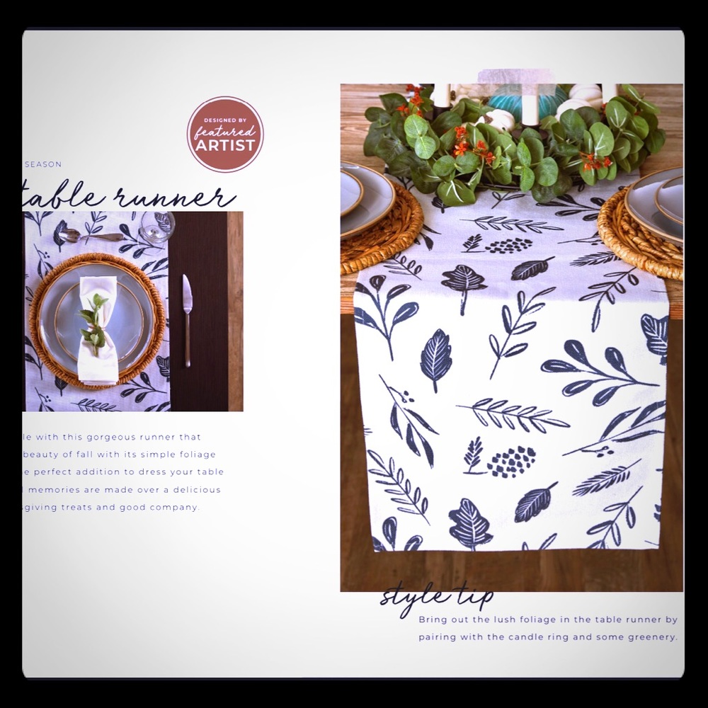 Black and white table runner Decocrated